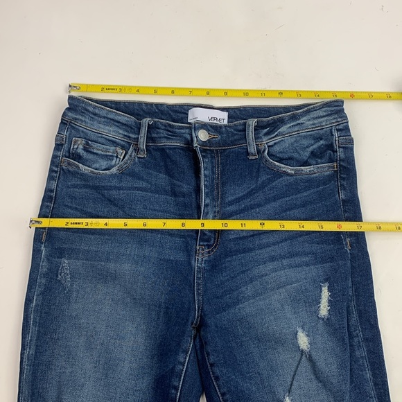 Vervet Flying Monkey distressed Dark wash Skinny Jeans Size 31 Raw hem Stretch - Picture 11 of 14